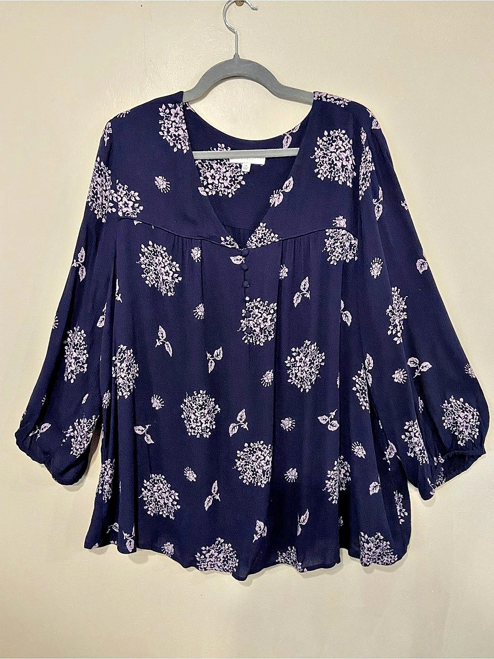 Skies Are Blue Floral Blouse in Blue & Light Lavender